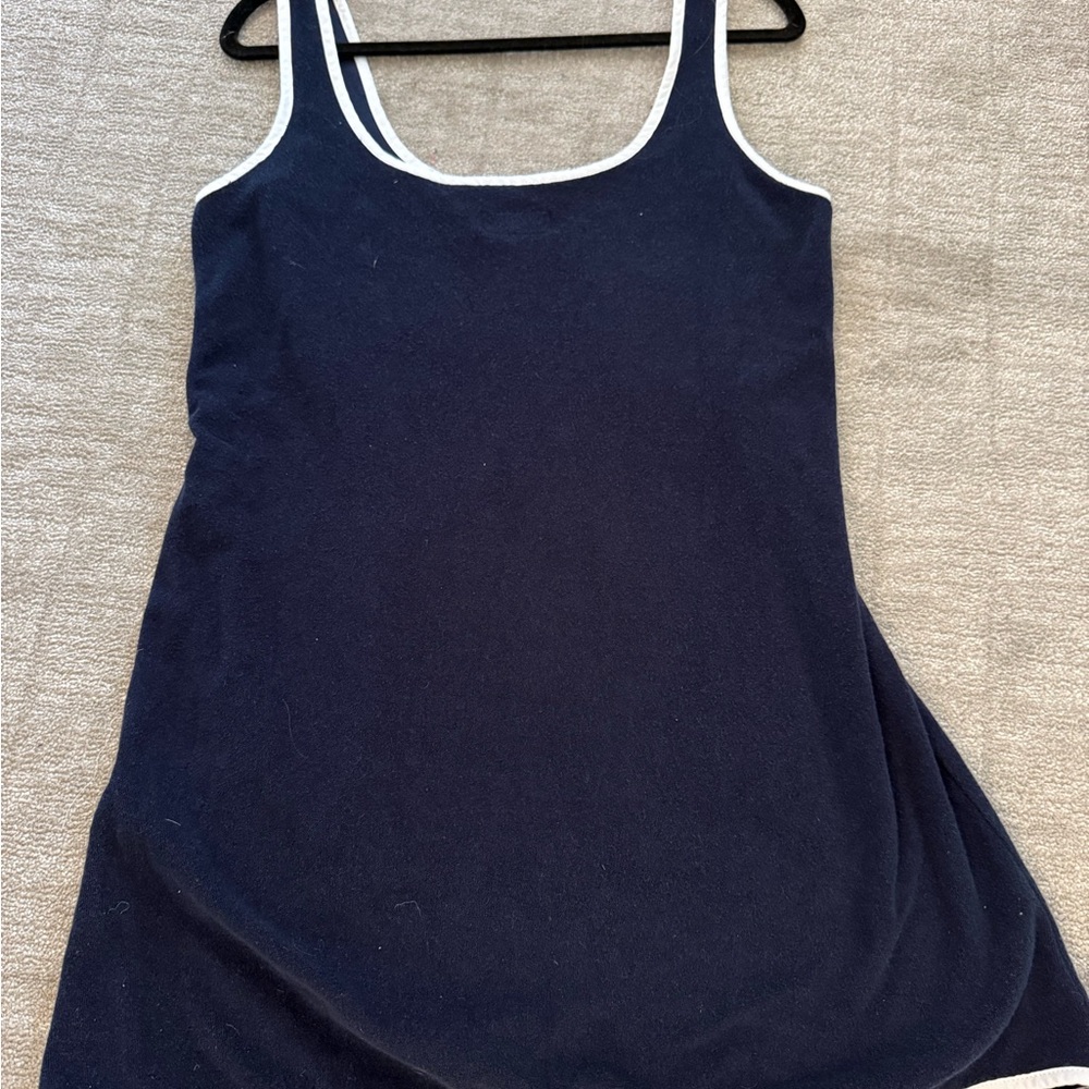 Tuckernuck Terrycloth Navy Cover Up Dress with White Accents - Picture 2 of 7